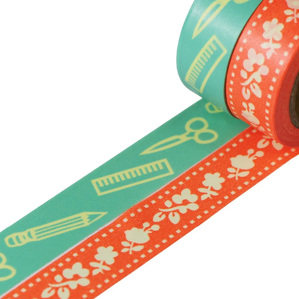 

2 Rolls Washi Tape Set Paper Masking Tapes Label Adhesive Tape DIY Scrapbook Sticker Decoration Kids Craft Gift,15mm*8m