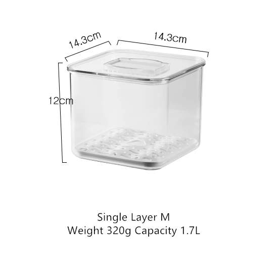 Single Layer M Кухонный холодильник ящик для хранения фруктов и овощей контейнер для хранения дренажа пластиковый контейнер - Цвет: Single Layer M