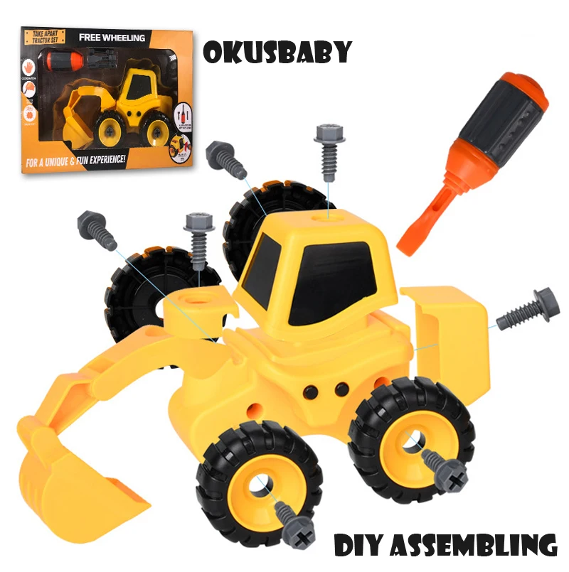 

DIY Assembling Engineer Toy Car Vehicle Building Blocks Children Educational Truck Models Excavator Inertia Toy Car Gift Set