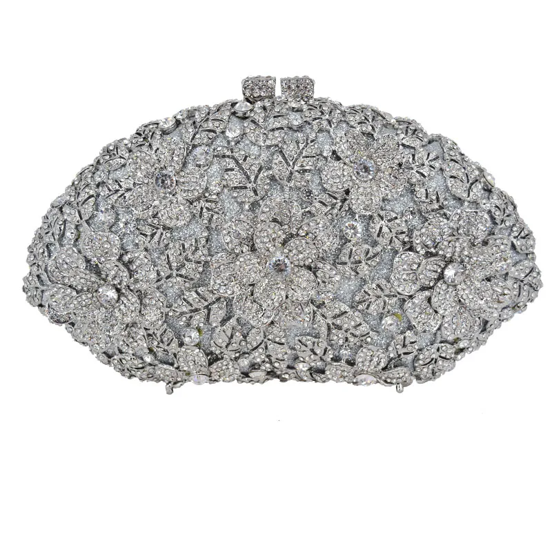 silver clutch bag Клатч со стразами, Сумка с кристаллами, цвет шампанского, Свадебная женская вечерняя сумочка, блестящие женские вечерние сумочки, сумочка на выпускной вечер SC282 - Цвет: silver clutch bag