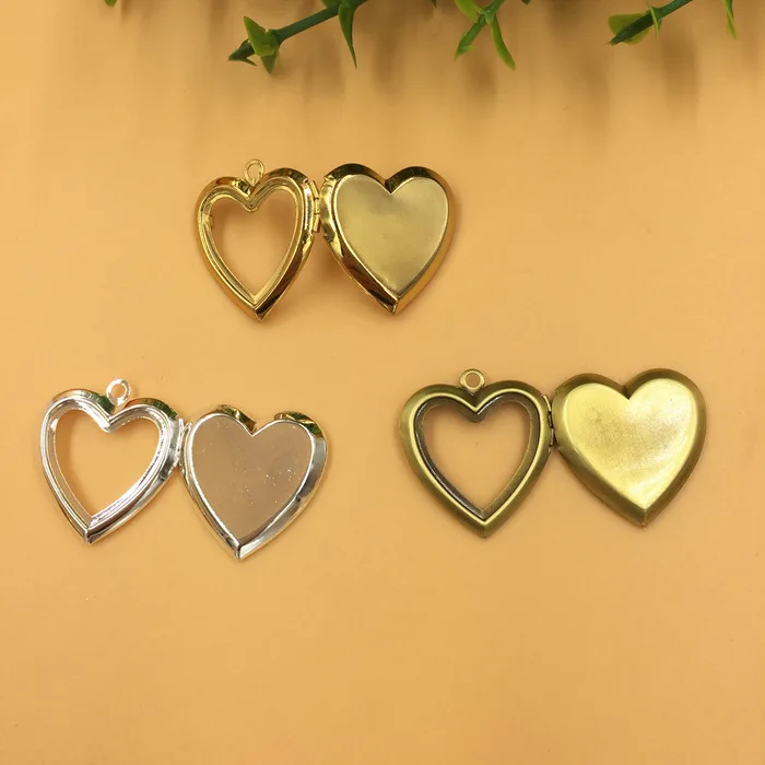 20mm 10pcs Heart Photo Frame Locket Box Copper Antique Bronze Tone Pendant DIY Vintage Jewelry | Украшения и аксессуары