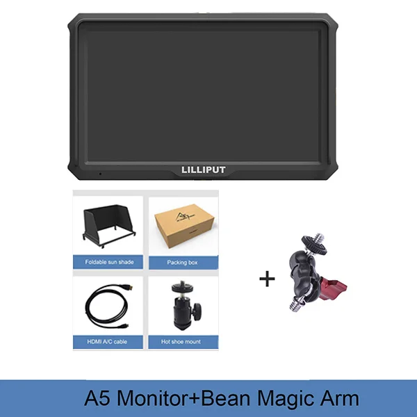 A5withMiniArm Lilliput A5 5 дюймов FHD 1920x1080 4K HDMI на камеру полевой монитор 5 дюймов вещания монитор для ZHIYUN Crane 2/DJI RONIN S/FEIYU - Цвет: A5withMiniArm