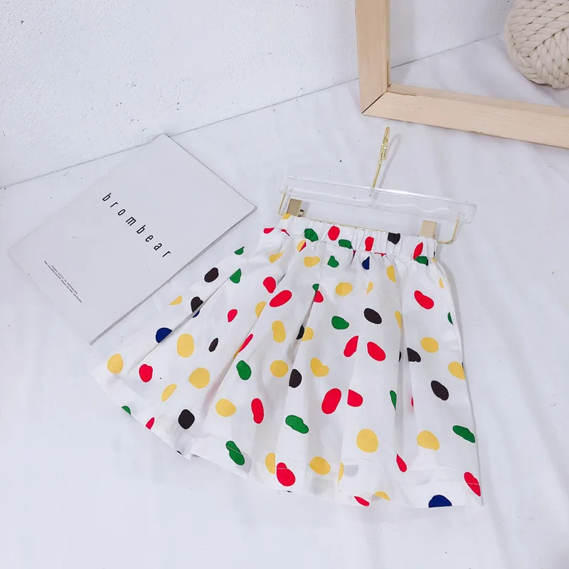 Детские свободные шорты для девочек брюки кюлоты в горошек Летние повседневные