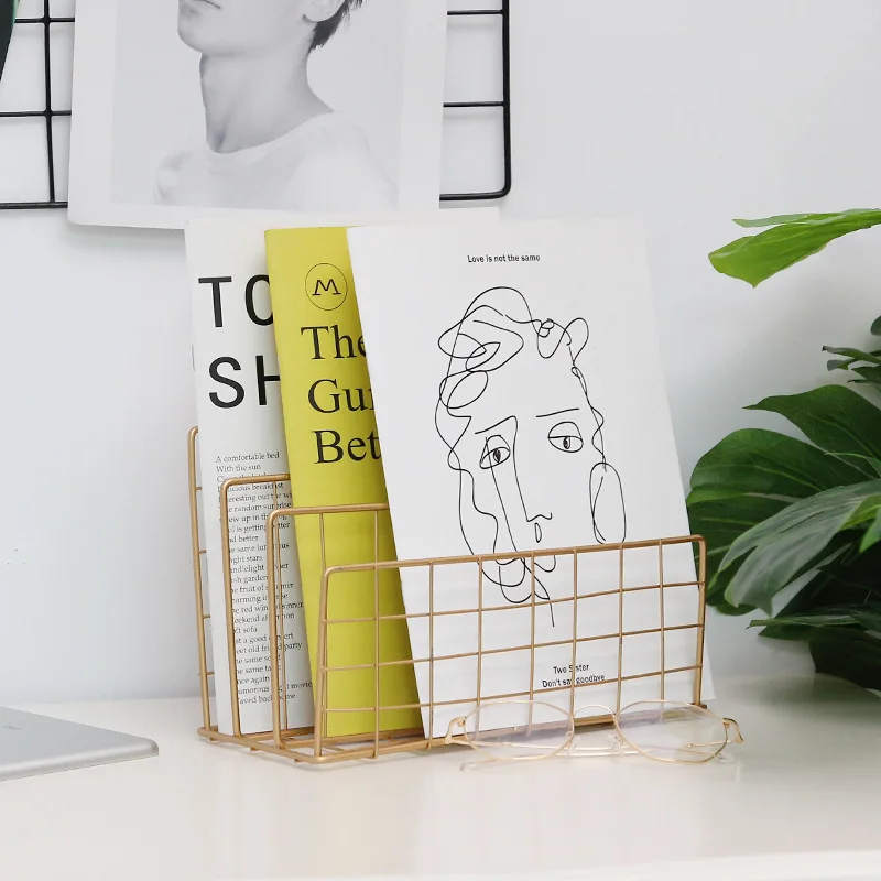 Iron Art Gridding Storage Rack Creativity Geometric Modelling Office Sitting Room Desktop Decorate Magazines And Book To Receive | Дом и сад