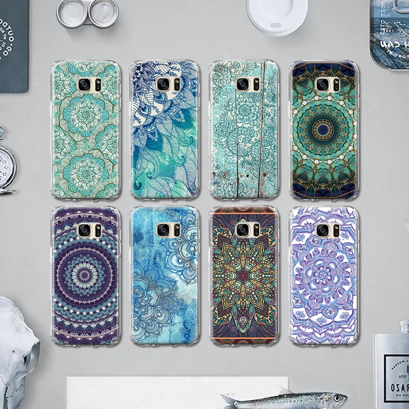 Модный мягкий чехол Мандала для Samsung Galaxy S4 S5 MINI S6 S7 Edge S8 S9 Plus Grand Prime Note 4 5 8