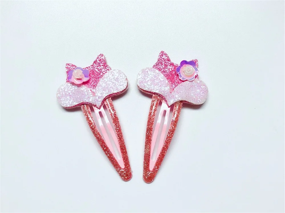Boutique ins 12Sets Fashion Cute Glitter Deer Rabbit Snap Clips Floral Pig Fox Hairpins Princess Headwear Hair Accessories