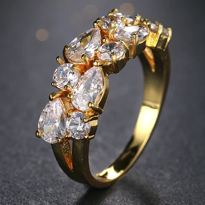 white-golden gold GMGYQ Горячая Роза Goud Kleur Мона Лиза кольцо для Vrouwelijke Bruiloft met AAA Kleurrijke фианит бижутерия Выпускной подарок - Цвет основного камня: white-golden gold