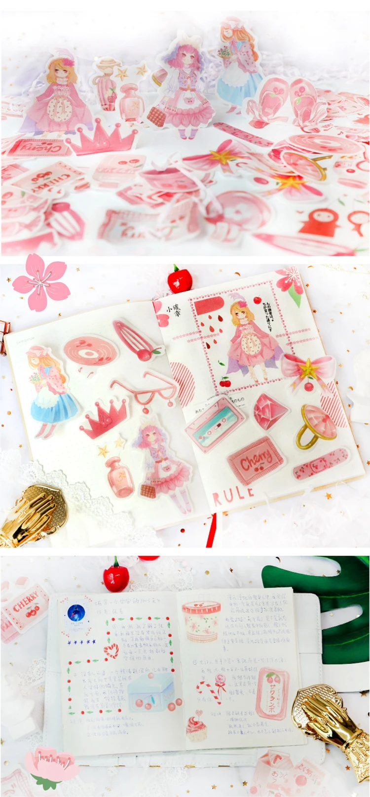 45 шт./упак. Kawaii для девочек в розовом цвете, серия Стикеры s дневник DIY Скрапбукинг Стикеры школьные канцелярские принадлежности Эсколар