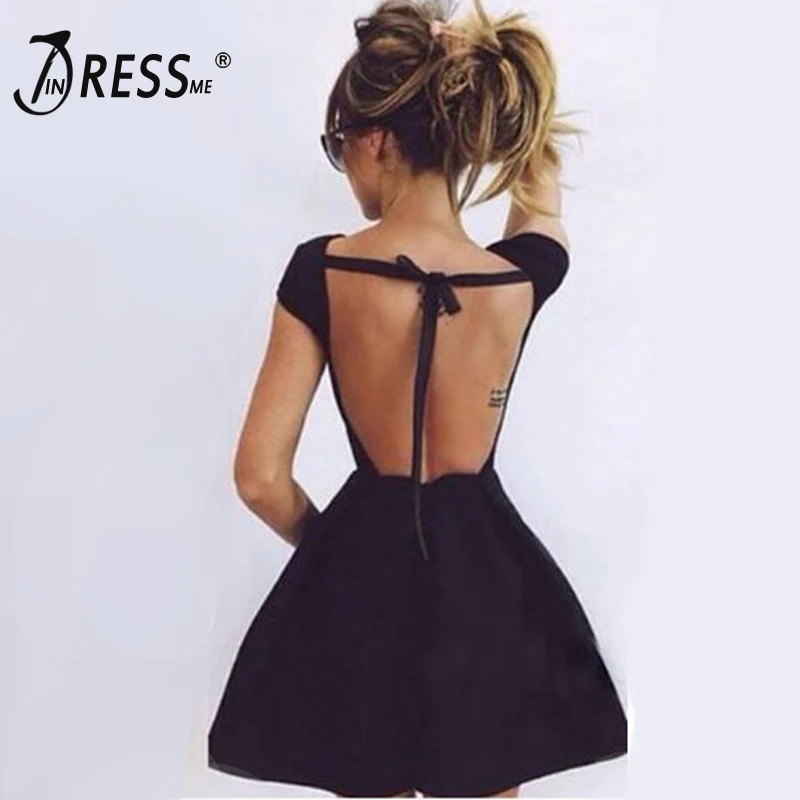 Женское облегающее мини платье INDRESSME элегантное однотонное трапеция с открытой