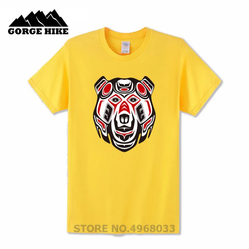 Забавная летняя крутая футболка для мужчин Haida стиль гризли медведь одежда