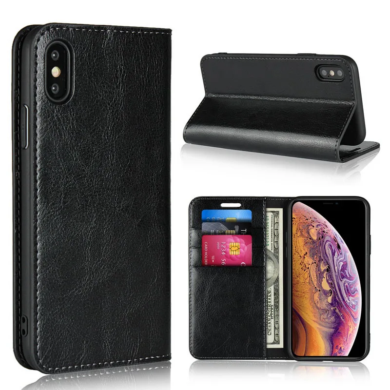 Чехол из натуральной кожи для XIAOMI REDMI K20 NOTE 4X5 5A NOTE 6 7 PRO 7A бумажник флип-чехол держатель для карт чехол для телефона s - Цвет: Black