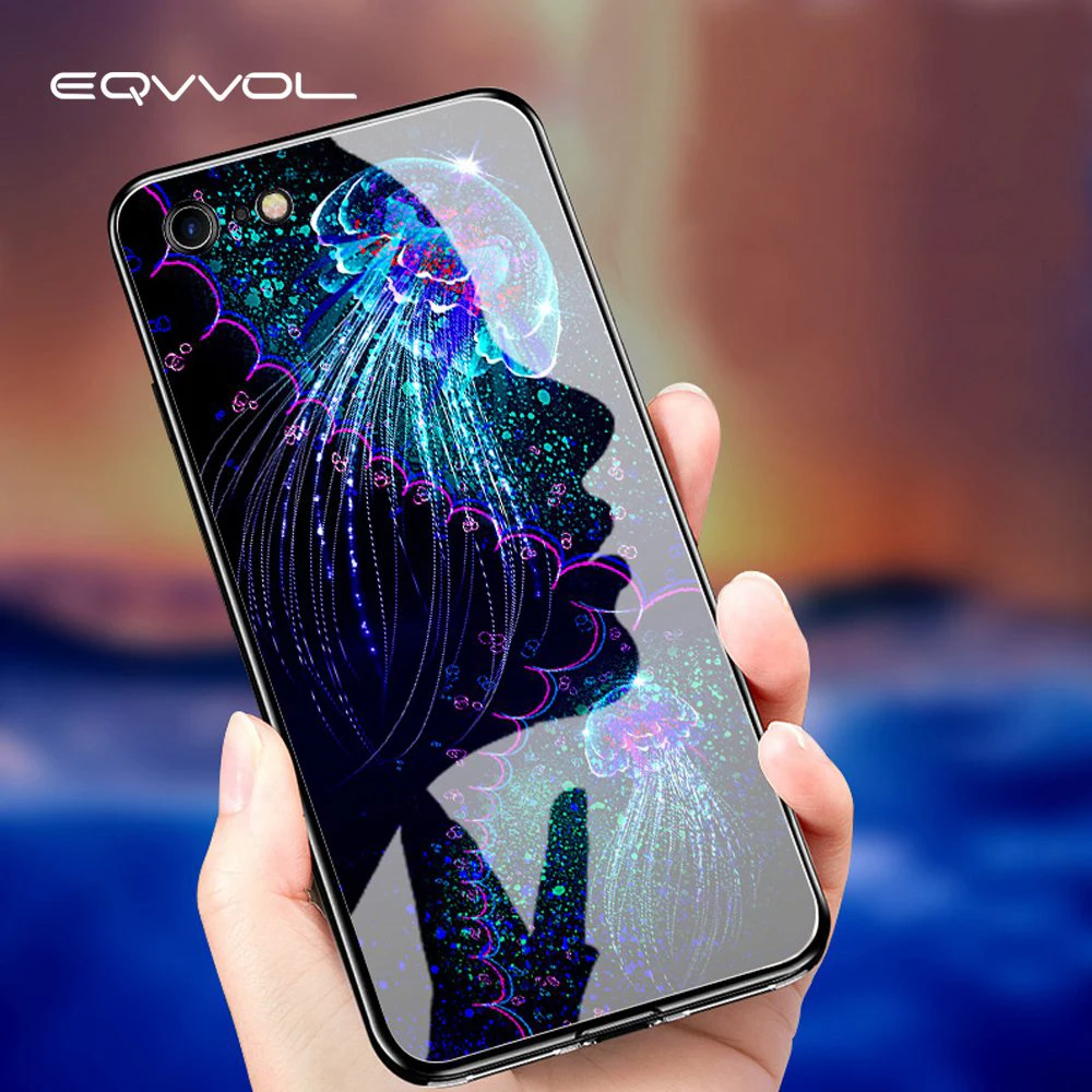 Eqvvol закаленное стекло ТПУ чехол для iPhone X 8 плюс защитный мобильного телефона 6 Plus
