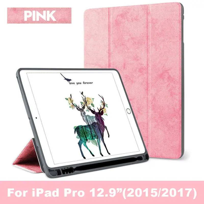 Чехол для iPad Pro 12,9 3th Funda с держателем карандаша Умный Магнитный силиконовый чехол для iPad Pro 12,9 1th 2th Capa - Цвет: 12.9 2015 2017 PK 2