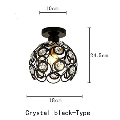 Crystal Black Style Винтажный черный железный потолочный светильник, современный промышленный подвесной кухонный светильник, потолочный светильник, лофт светильник, приспособление для коридора, балкона - Цвет корпуса: Crystal Black Style