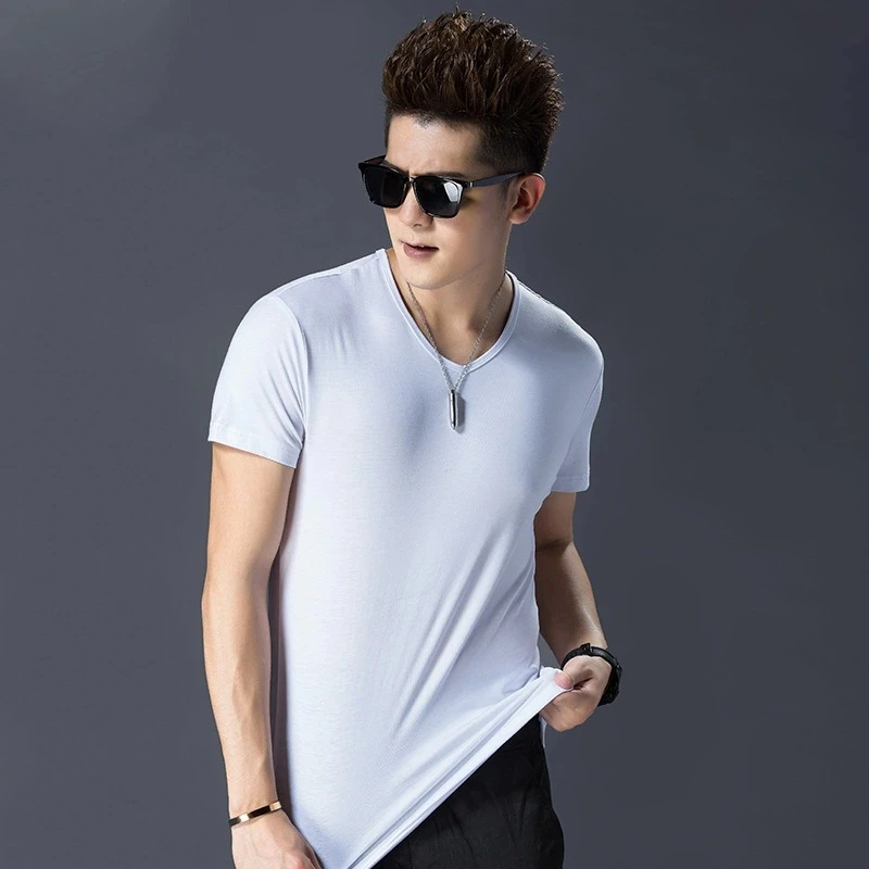 Мужская Базовая футболка с круглым вырезом Slim Fit мужской моды футболки короткий