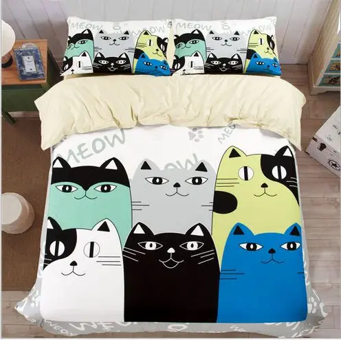 3/4 шт. Комплект постельного белья для близнецов/полных/Королев с рисунком усов