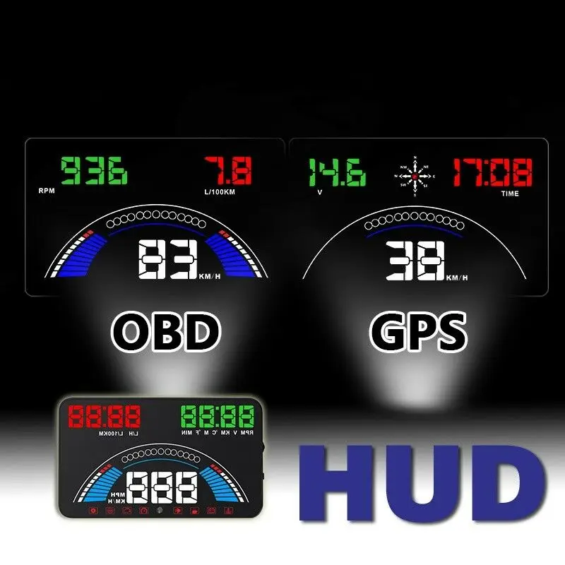 5 8 дюймов авто HUD Дисплей OBD1/2 gps Скорость ometer миль в час) или км/ч