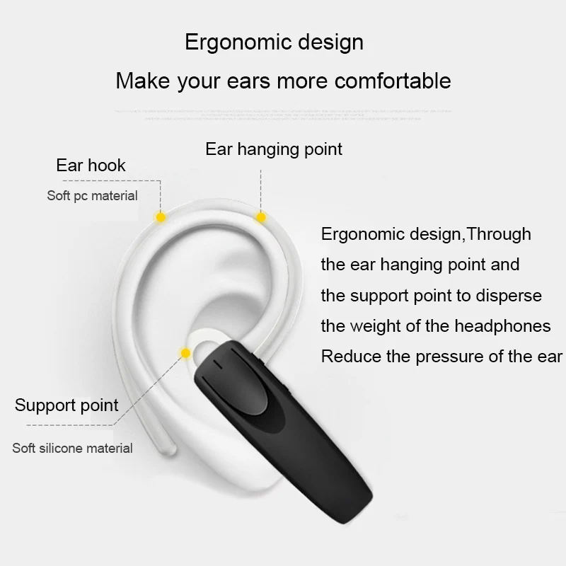 Bluetooth беспроводные наушники мини портативная гарнитура с крючком шумоподавление