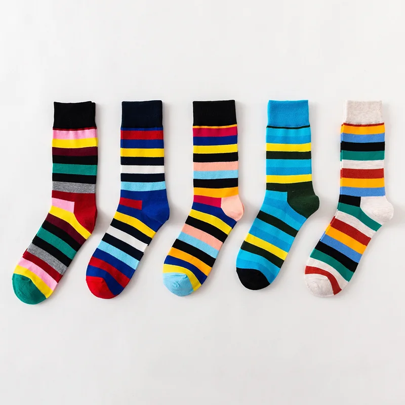 Trend men's socks new fashion colorful striped tube autumn and winter cotton | Мужская одежда