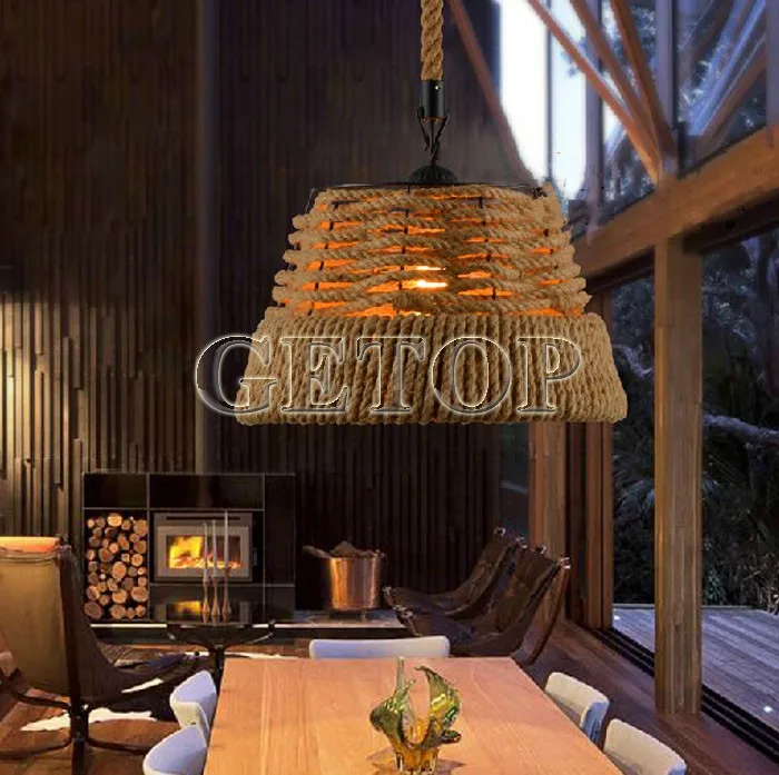 Best Price American Village Vintage Chandelier Handmade Knitted Pure Hemp Rope Light Retro Bar Creative Balcony Aisle | Освещение
