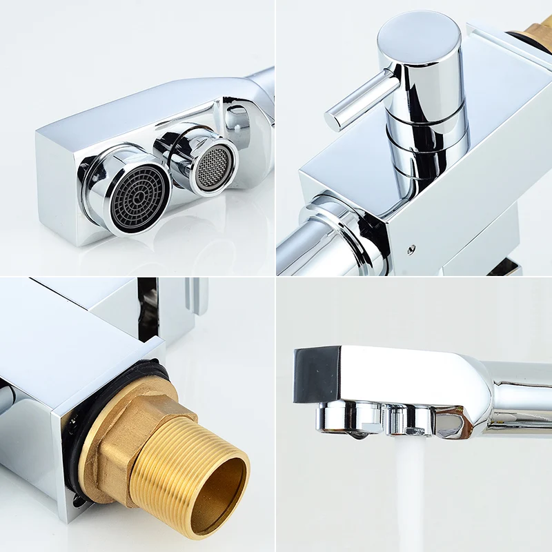 FLG Kitchen Faucets Chrome Deck Mounted Mixer Tap 360 Degree Rotation with Water Purification Features Cold Hot Crane | Обустройство