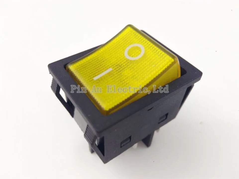 Превосходное качество KCD4 20A 250VAC/25A 125VAC красную кнопку светильник кулисный переключатель 4 Pin рокер Мощность переключатель - Цвет: Цвет: желтый