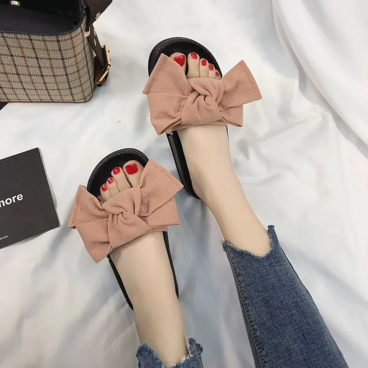 Женские шлепанцы с бантиком Wertzk пляжные для улицы летняя обувь E377 2019|Тапочки| |