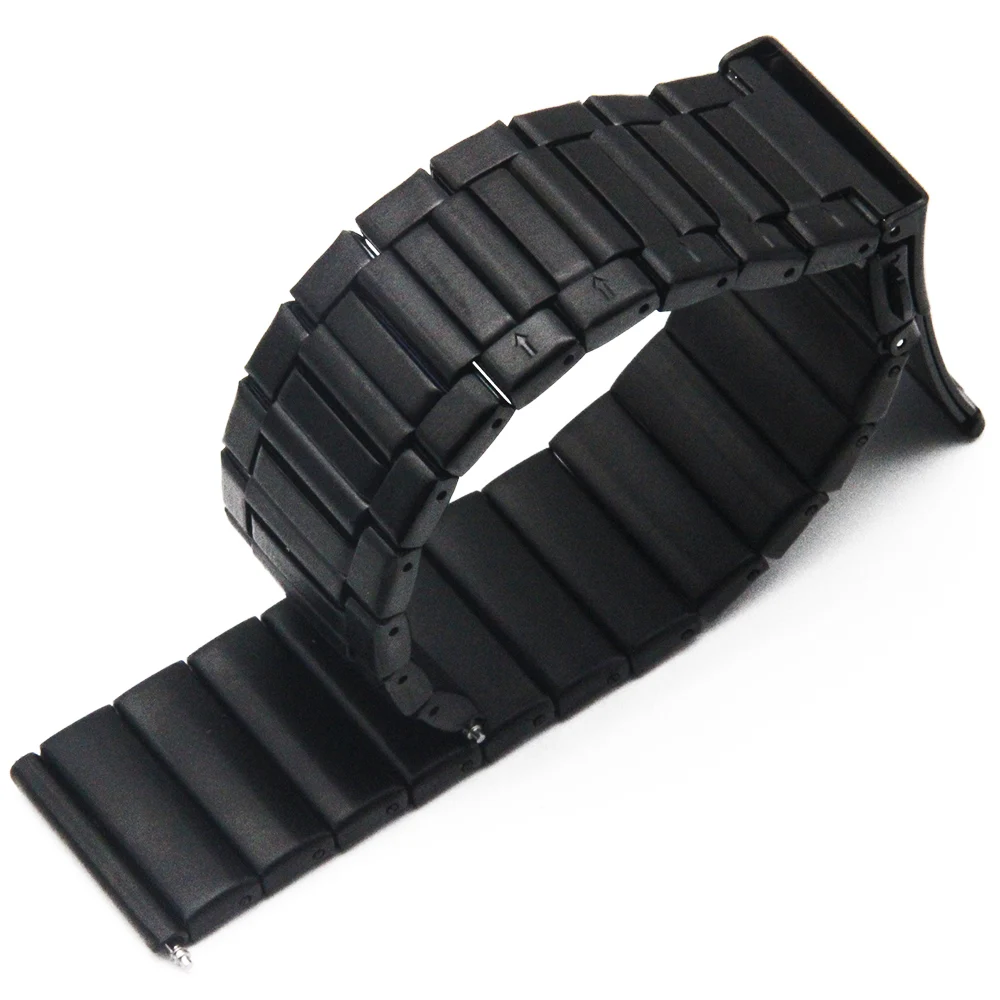 Stainless Steel Watch Band 22mm for Asus ZenWatch 1 2 Men WI500Q WI501Q Folding Clasp Strap Loop Wrist Belt Bracelet Black