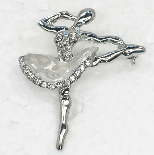 

Clear Rhinestone Enamel Ballet dancer Pin brooches C494 A