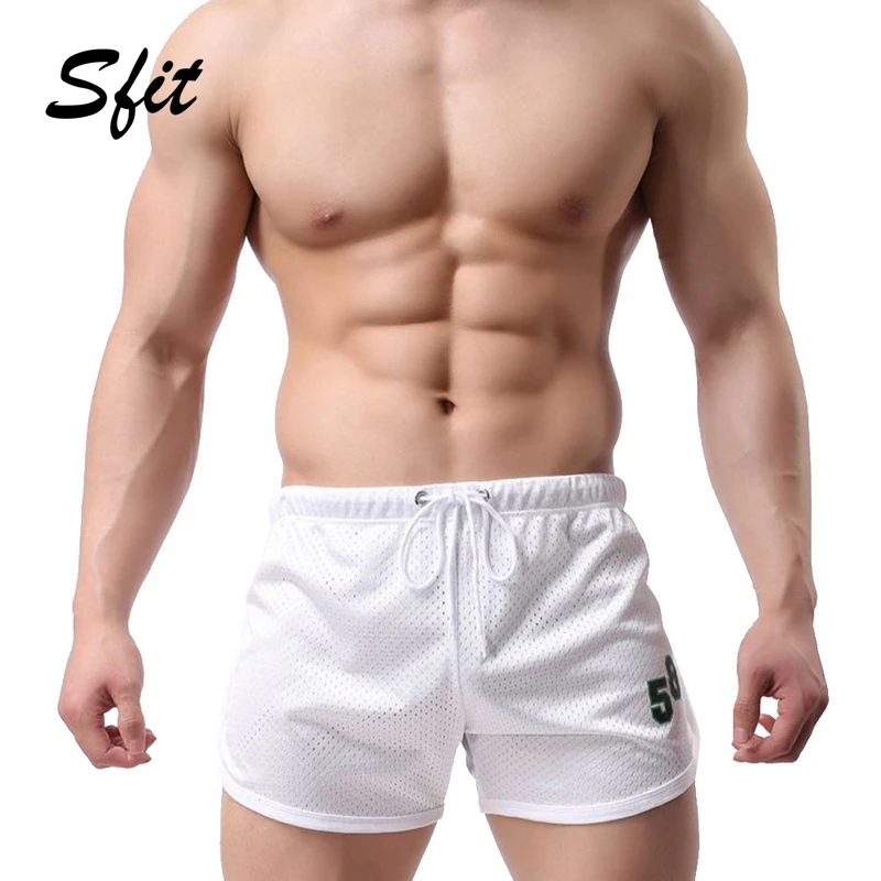 Мужские спортивные шорты Sfit однотонные свободные плавки на шнуровке летние