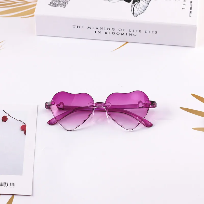 SomeCool Factory NEW Style Rimless Kids sunglasses 3-8 y Plastic UV400 Cool child glasses Heart Shape Lovely Girls eyewear n620 - Цвет линз: Фиолетовый