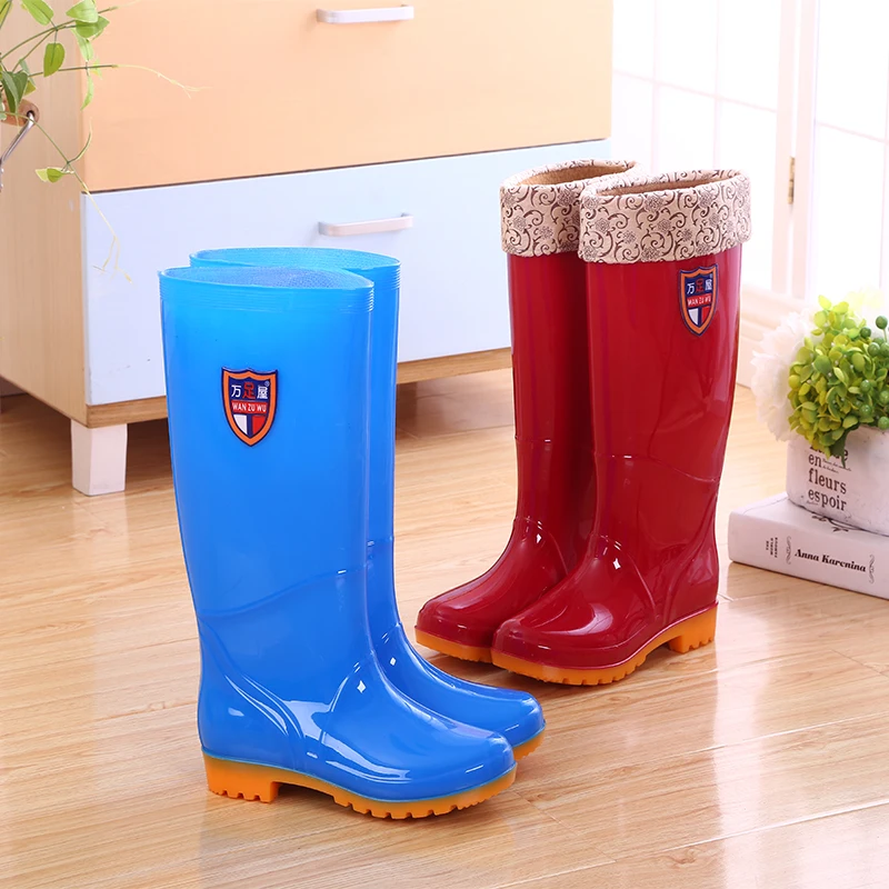 

Winter High Barrel Rainboots Lady Long Water Boots Slippery Waterproof And Warm Rain shoes Rubber