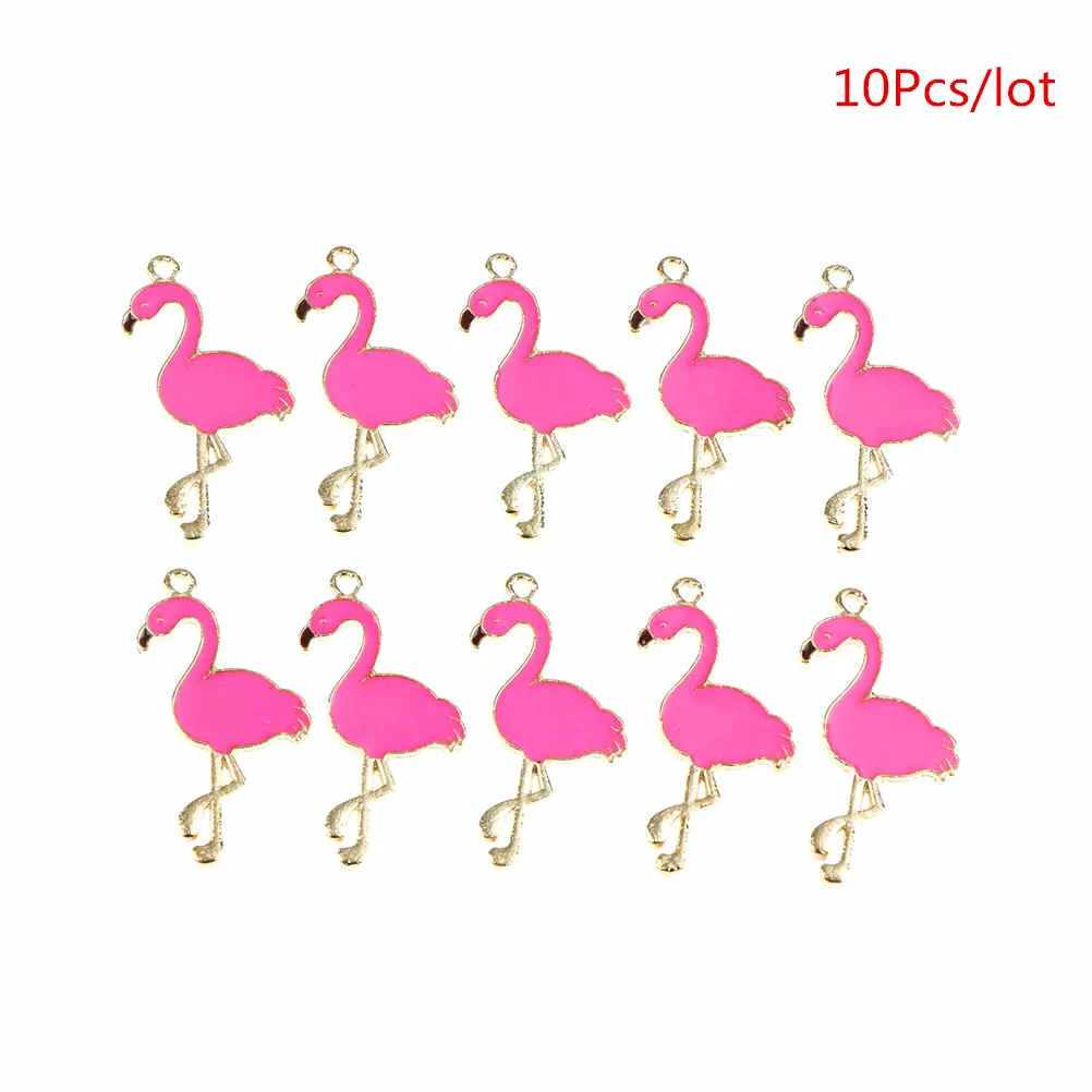 10 шт. эмалевые подвески в виде фламинго|Шармы| |