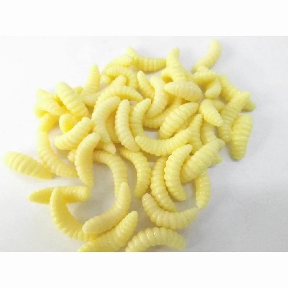 50pcs 2cm Smell hand pole bait fishing lure soft bread bug bionic grubs trout lure soft bait hot fishing