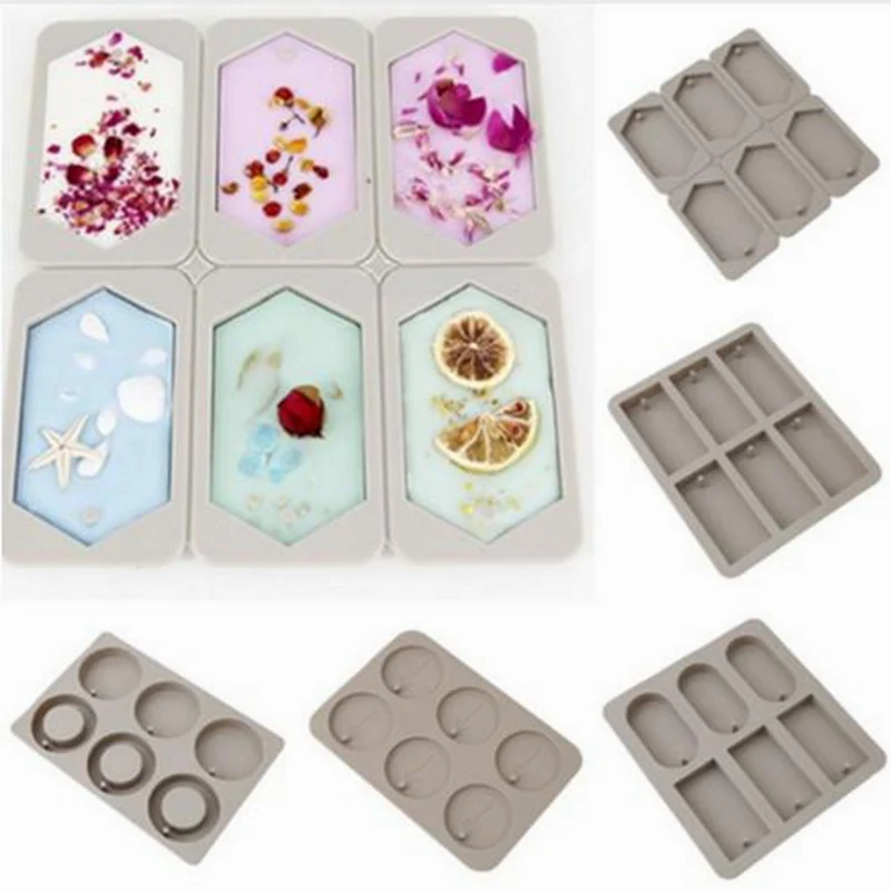 

6 Holes Silicone Mold DIY Soy Candles Aroma Wax Tablets Handmade Dried Flowers Aroma Soap Making Molds