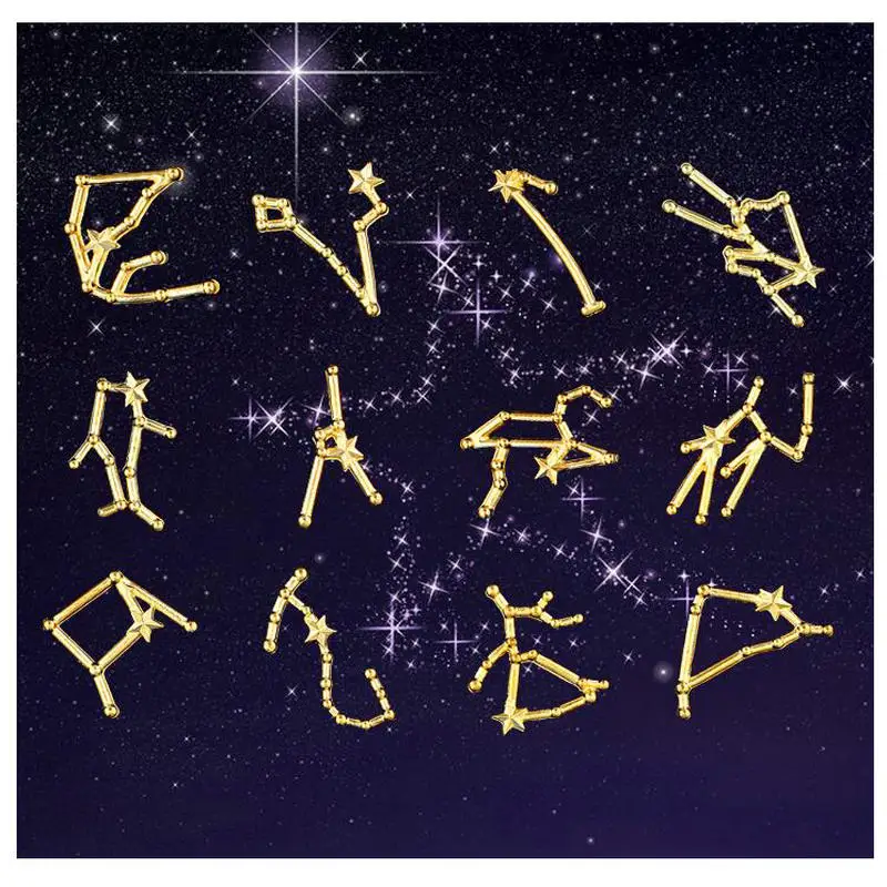 Металлические украшения со знаками Зодиака золотого цвета 12 шт. аксессуары для