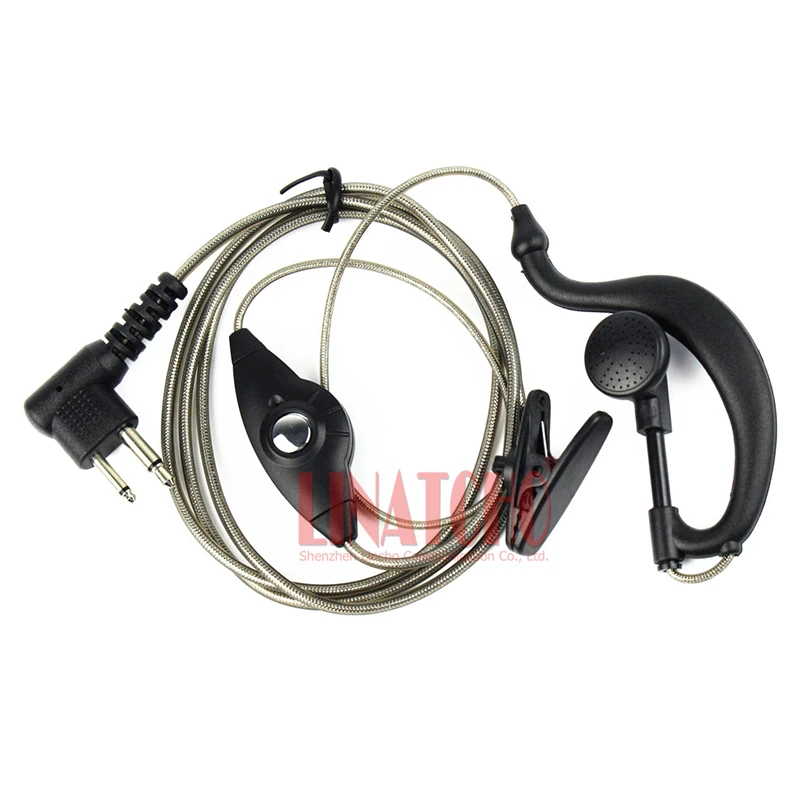 

gray transparent earhook PTT button portable walkie talkie 2-way radio earphone PRO1150 PRO2150 PRO3150
