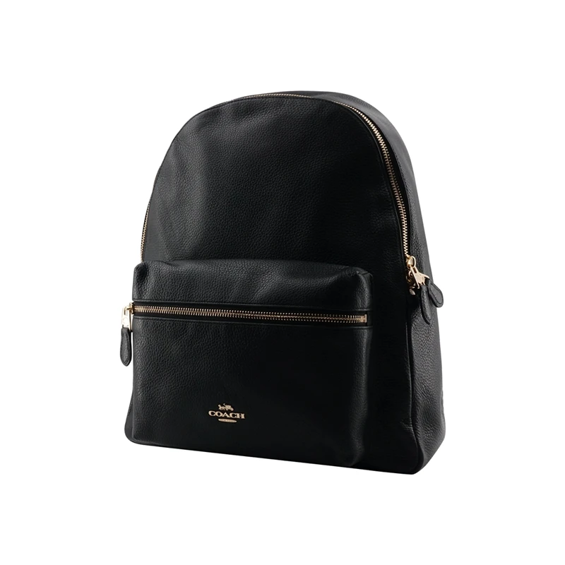 Большой черный кожаный рюкзак Coach Pebble F29004|Женские рюкзаки| |