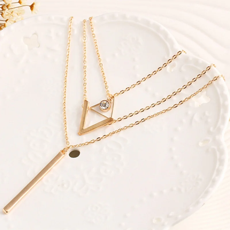 Модное ожерелье с кристаллами и блестками женское многослойное металлическая