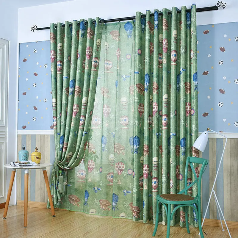 

Pastoral Style Hot Air Balloon Garden Printing Blackout Curtain for Living Room Children's Cartoon Curtains for Bedroom Kitchen