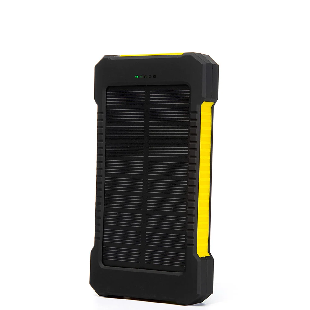Водонепроницаемый 10000Mah Солнечный Банк Силы Солнечное зарядное устройство двойной USB банк силы с светодиодный свет для iPhone 6 plus мобильный телефон повербанк - Цвет: Цвет: желтый