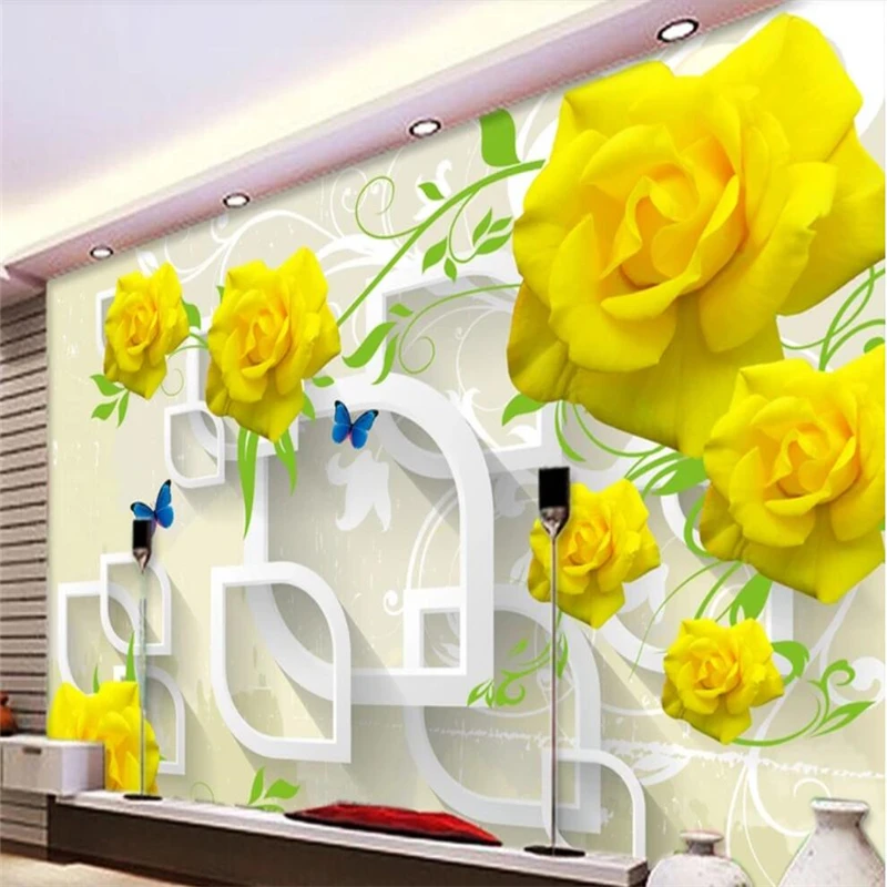 

beibehang Wallpaper custom living room bedroom wallpaper mural modern minimalist beautiful rose 3D stereo TV mural wall