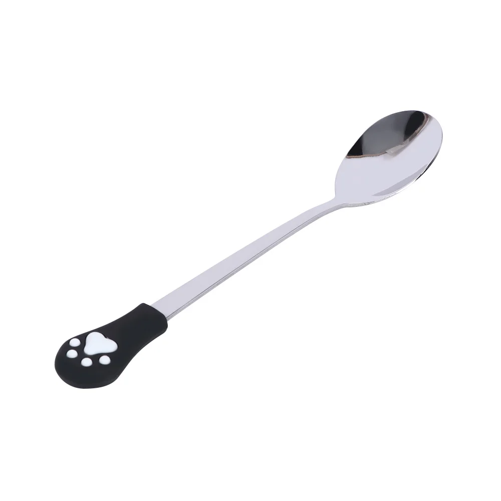E 1 Pcs Stainless Steel Cute Cat Claw Coffee Spoons Fruit Fork Dessert Spoon Candy Tea Spoon Cat Drink Tableware Kitchen Supplies - Color: E