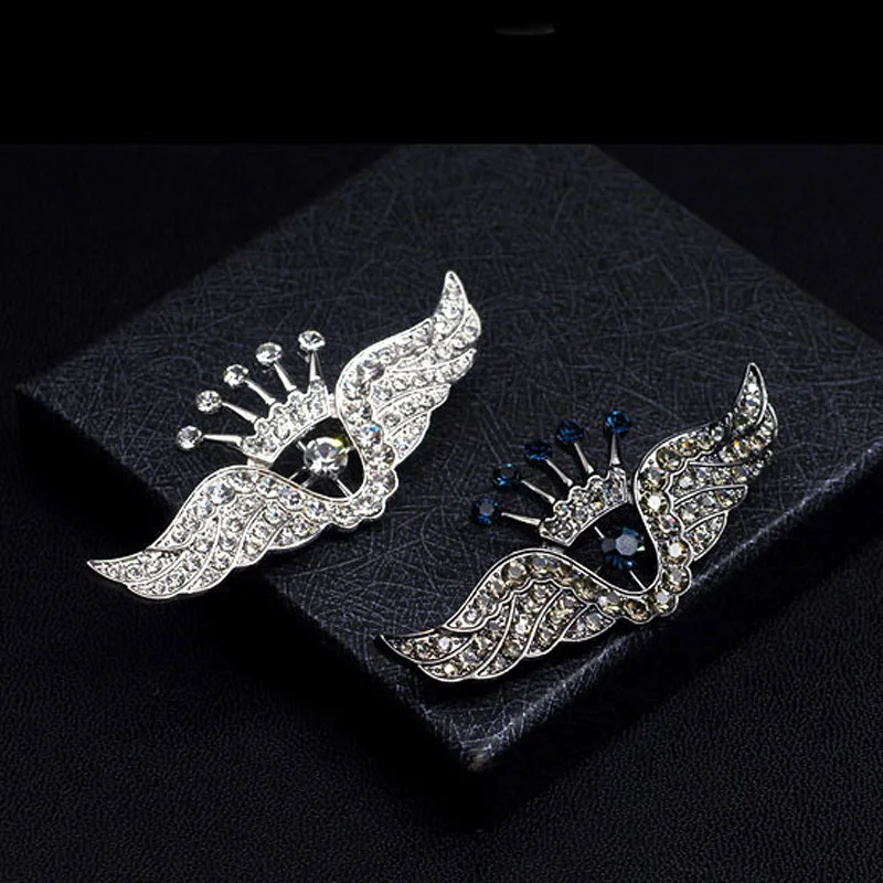 Модные популярные украшения унисекс Серебряная корона со стразами брошь с