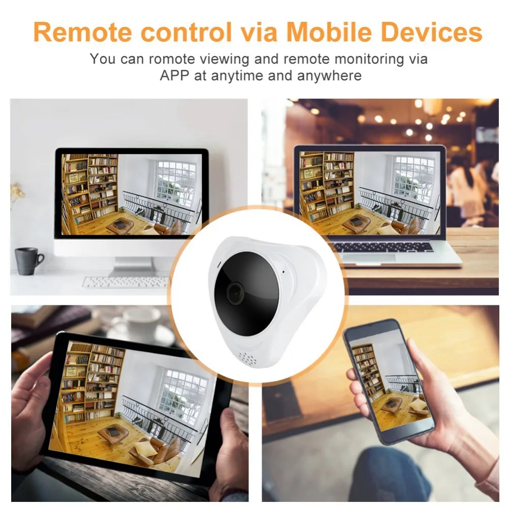 360 градусов панорамная ONVIF Wifi IP камера видеонаблюдения 1.3MP беспроводная рыбий
