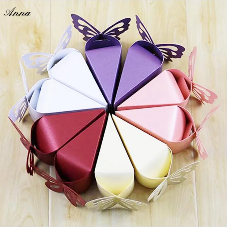 

100Pcs Butterfly Candy Box DIY Folding Party Wedding boda Decoration Gift Paper Favors Boxes White/Pink for Wedding Decoration