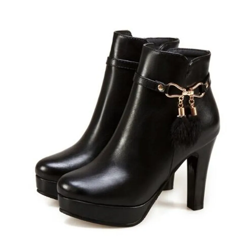 Women Boots Autumn and winter New style fashion High-heeled Short boots Waterproof white Sweet Cashmere Keep warm Boots 34-43