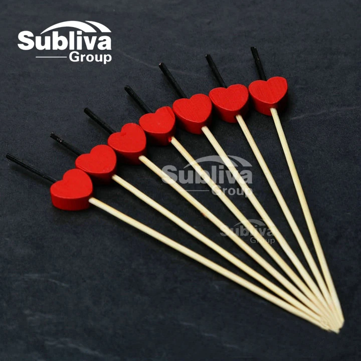 100pcs12cm романтические бамбуковые зубочистки сердца фруктовые вилки палочки буфет кекс Cocktail Коктейльные Свадебные украшения для праздника для вечеринки
