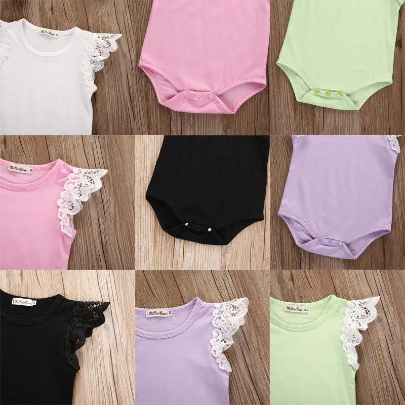 Хлопковый комбинезон для новорожденных девочек кружевной джемпер без рукавов с