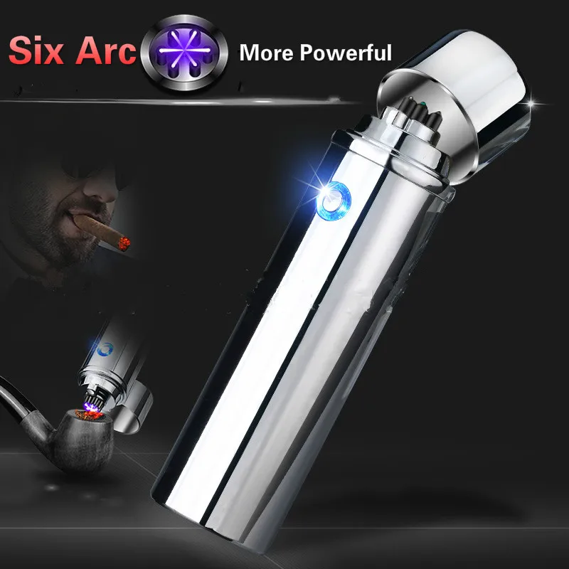 Новейший дизайн 6 дуговых зажигалок более мощный USB Перезаряжаемый Электрический
